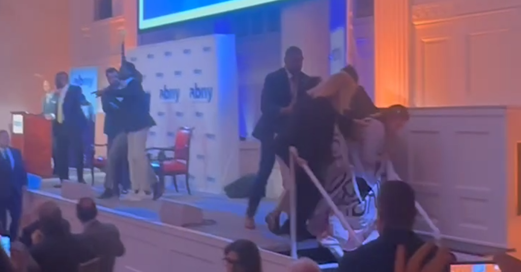 Protesters disrupt Mayor Adams’ speech to business leaders