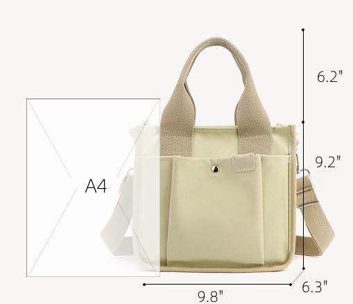 Small Canvas Tote Bag with Zipper, 2023 Canvas Multi-Pocket Crossbody Bag Purse Top Handle Satchel Handbags - Image 4