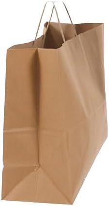 SSWBasics Brown Kraft Paper Grocery Shopping Bag - Large (16”L x 6”D x 12 ½”H) - Case of 100 - Sturdy 80# (120 GSM) Paper Weight - 100% Recyclable Gift Bags with Paper Handle and Gusseted Bottom - Image 9