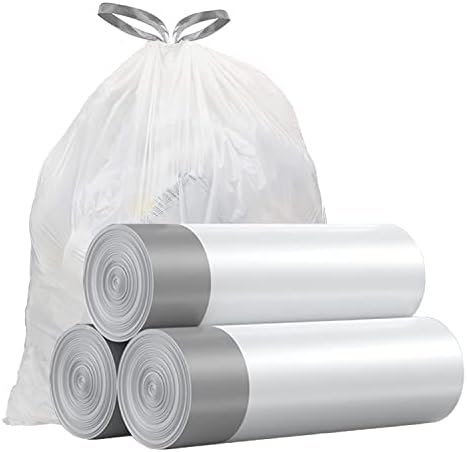 Small Trash Bags 4 Gallon - Drawstring, Individual Unscented Small Garbage Bags, White Trash Can Liners For Bathroom, 57 Count