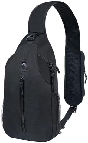 Sling-Bag Crossbody-Bag Women-Men Backpack-Daypack - Hiking Chest Travel with Water Bottle Pocket Portable Hiking Daypacks for Women Black