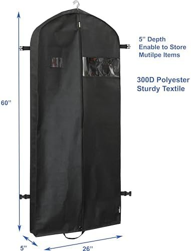 Simple Houseware 60-Inch Heavy Duty Garment Bag For Suits, Tuxedos, Dresses, Coats - Image 2
