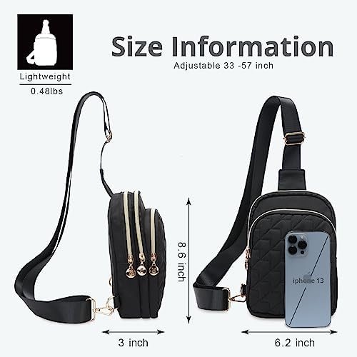 Small Crossbody Sling Bags for Women Men, 3 Zipper Pocket Cell Phone Purse Fanny Packs for Women - Image 4