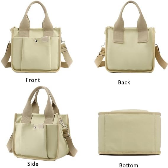 Small Canvas Tote Bag with Zipper, 2023 Canvas Multi-Pocket Crossbody Bag Purse Top Handle Satchel Handbags - Image 3