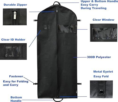 Simple Houseware 60-Inch Heavy Duty Garment Bag For Suits, Tuxedos, Dresses, Coats - Image 3