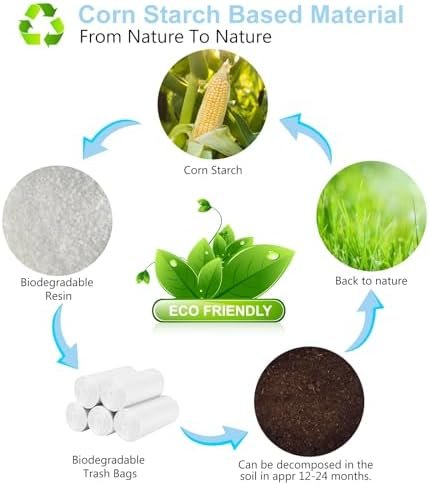 Small Trash Bags Bathroom Garbage Bags 4 Gallon, Inwaysin 15-20 Liter White Mini Trash Bags, Office Waste Basket Liners Compostable Plant Based Bin Bags, 200 Count - Image 6