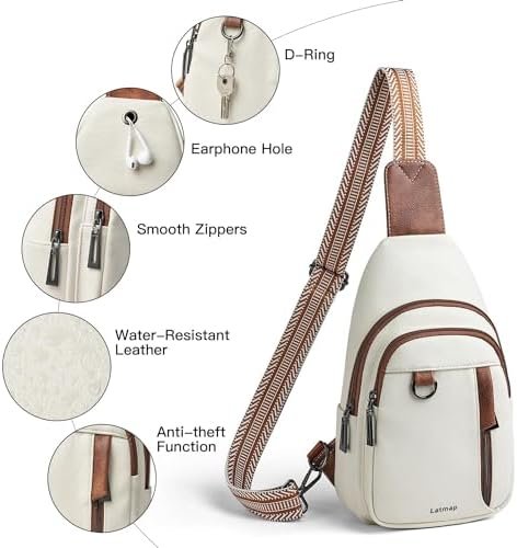 Sling Bag for Women Men Leather Small Sling Backpack Daypack Anti Theft Fanny Pack Crossbody Purse Travel - Image 4