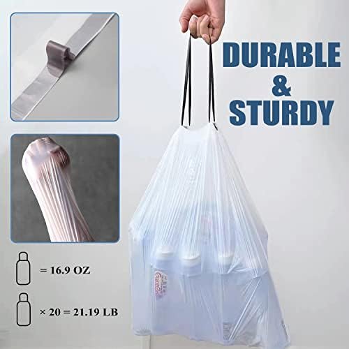 Small Trash Bags 4 Gallon - Drawstring, Individual Unscented Small Garbage Bags, White Trash Can Liners For Bathroom, 57 Count - Image 4