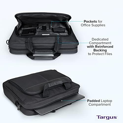Targus Laptop Bag Classic Slim Briefcase Messenger Bag, Spacious, Ergonomic, Foam Padded Laptop Case for Devices - Image 3