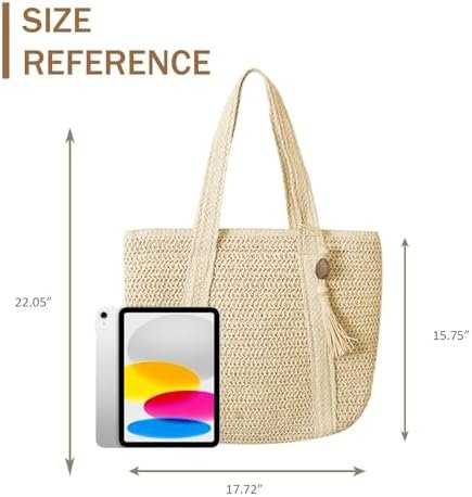 Straw Beach Tote Bag for Women Woven Large Beach Bag Beach Purse Vacation Hand-Woven Summer Beach Bag Rattan bag - Image 5