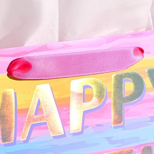 SUNCOLOR 13" Large Gift Bag with Card and Tissue Paper (Colorful Happy Birthday) - Image 3