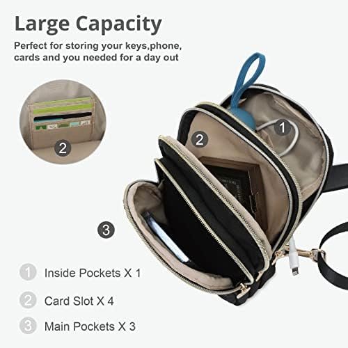 Small Crossbody Sling Bags for Women Men, 3 Zipper Pocket Cell Phone Purse Fanny Packs for Women - Image 3