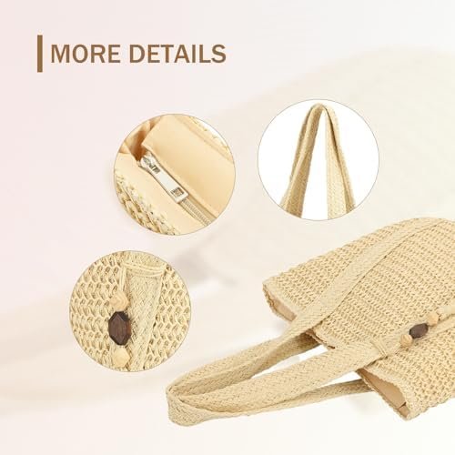 Straw Beach Tote Bag for Women Woven Large Beach Bag Beach Purse Vacation Hand-Woven Summer Beach Bag Rattan bag - Image 6