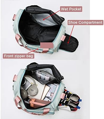 Small Gym Bag for Women, Waterproof Duffle Bag Carry On Weekender Bag with Shoe Compartment & Wet Pocket, Gym Tote Bag for Travel, Workout, Sport - Image 5