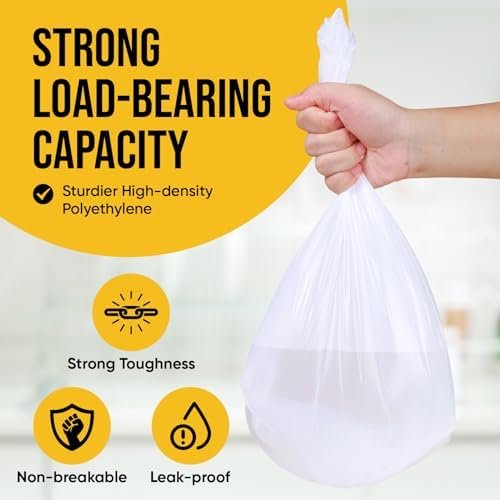 Small Trash Bags - 100 Count 4 Gallon Trash Bag, White Small Garbage Bags, Unscented Bathroom Trash Bags, Small Trash Bags Bathroom Kitchen Office, Thickened & Strong Trash Bags 4 Gallon - Image 3