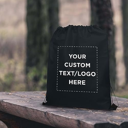 DISCOUNT PROMOS Custom Non-Woven Drawstring Backpacks Set of 10, Personalized Bulk Pack - Bring Everywhere You Go, Great for Travelling, Gym and for Everyday Use - Black - Image 6
