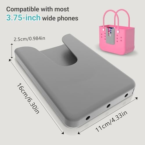 Silicone Phone Holder Compatible with Bogg Bag, with 4Pcs Hooks Set Accessories Phone Case Insert Accessories for Bog Bags Phone Holder Attachment for Beach Tote Bags, Fits All Cell Phones (Grey) - Image 5