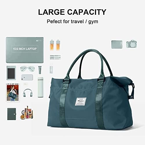 Sport Travel Duffle Bag Large Gym Tote Bag for Women, Weekender Bag Carry on Bag for Airplane, Ladies Beach Bag Overnight Bag Waterproof Bag Luggage Bag with Wet Bag Peacock Blue - Image 3