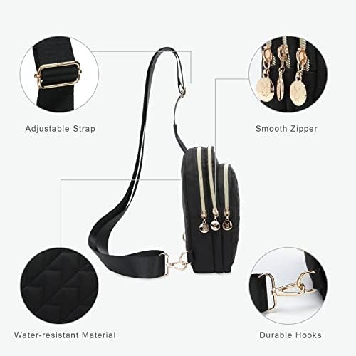 Small Crossbody Sling Bags for Women Men, 3 Zipper Pocket Cell Phone Purse Fanny Packs for Women - Image 7