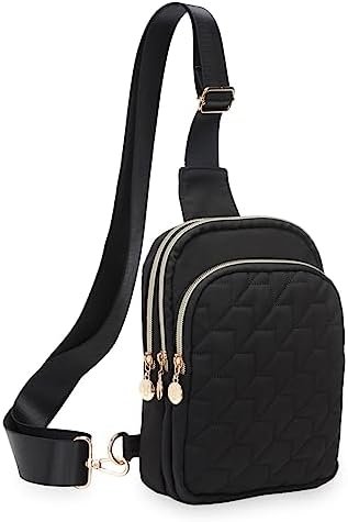 Small Crossbody Sling Bags for Women Men, 3 Zipper Pocket Cell Phone Purse Fanny Packs for Women