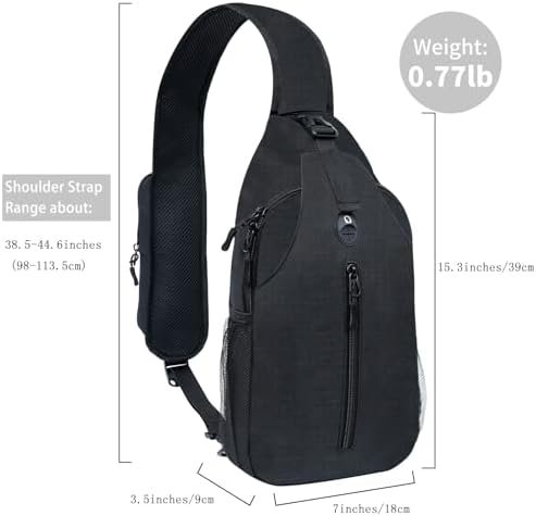 Sling-Bag Crossbody-Bag Women-Men Backpack-Daypack - Hiking Chest Travel with Water Bottle Pocket Portable Hiking Daypacks for Women Black - Image 2