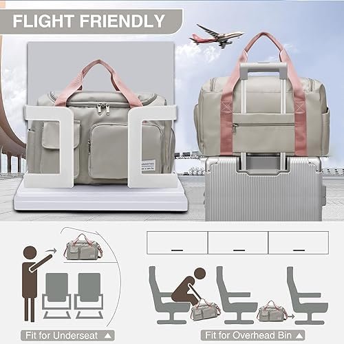 Small Gym Bag for Women, Waterproof Duffle Bag Carry On Weekender Bag with Shoe Compartment & Wet Pocket, Gym Tote Bag for Travel, Workout, Sport - Image 4