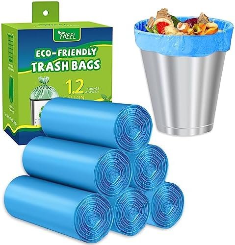 Small Trash Bags 1.2-Gallon: Small Garbage Bags for Bathroom Biodegradable Trash Bag Mini Trash Liners for Bathroom Bedroom Office (Blue, 150 Counts)
