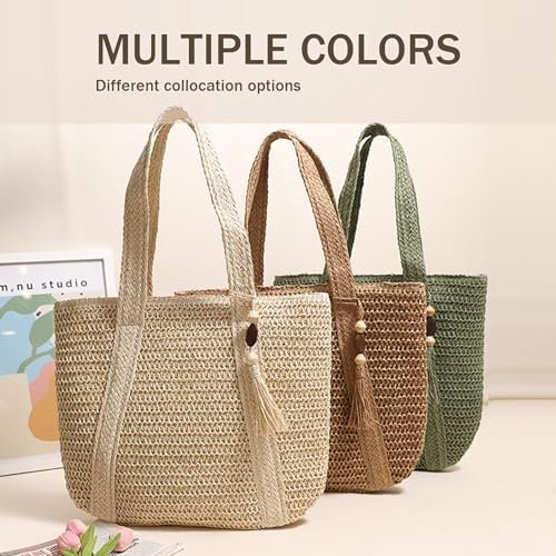 Straw Beach Tote Bag for Women Woven Large Beach Bag Beach Purse Vacation Hand-Woven Summer Beach Bag Rattan bag - Image 10