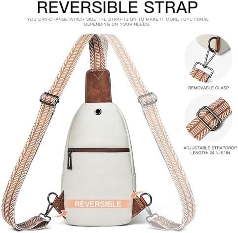 Sling Bag for Women Men Leather Small Sling Backpack Daypack Anti Theft Fanny Pack Crossbody Purse Travel - Image 7