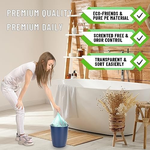 Small Trash Bags 4 Gallon, Flexible & Durable Small Garbage Bags, Scent Free & Easy Tearing 4 Gallon Trash Bag for Kitchen, Bathroom, Bedroom, Office, Green, 110Counts, 0.3Mil - Image 4