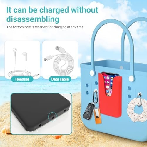 Silicone Phone Holder Compatible with Bogg Bag, with 4Pcs Hooks Set Accessories Phone Case Insert Accessories for Bog Bags Phone Holder Attachment for Beach Tote Bags, Fits All Cell Phones (Grey) - Image 3