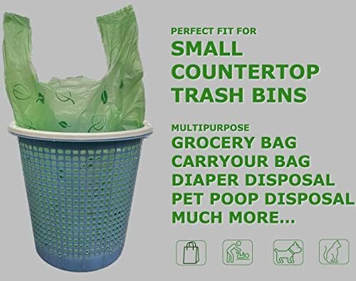 T-shirt Grocery Shopping Bags (600 ct.) Biodegradable Green Restaurant Bags (11.5" x 6.5" x 22") Multipurpose Pet Waste Bag Compatible with Arm & Hammer Swivel Bin & Rake pooper scooper - Image 4