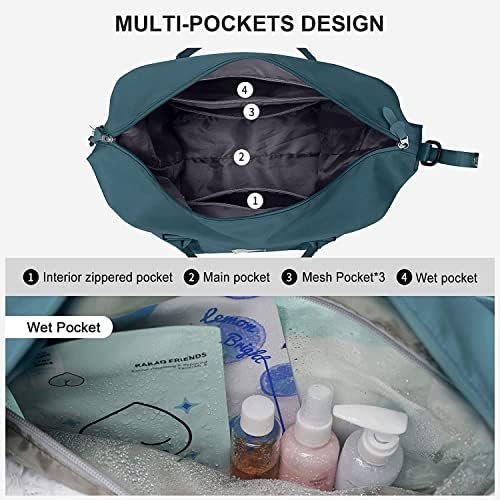 Sport Travel Duffle Bag Large Gym Tote Bag for Women, Weekender Bag Carry on Bag for Airplane, Ladies Beach Bag Overnight Bag Waterproof Bag Luggage Bag with Wet Bag Peacock Blue - Image 4