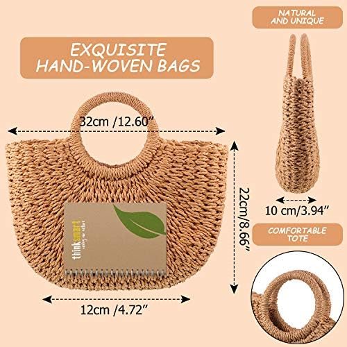 Straw Tote Bag Summer Beach Bag Handmade Straw Rattan Woven Handbag for Women Travel - Image 2