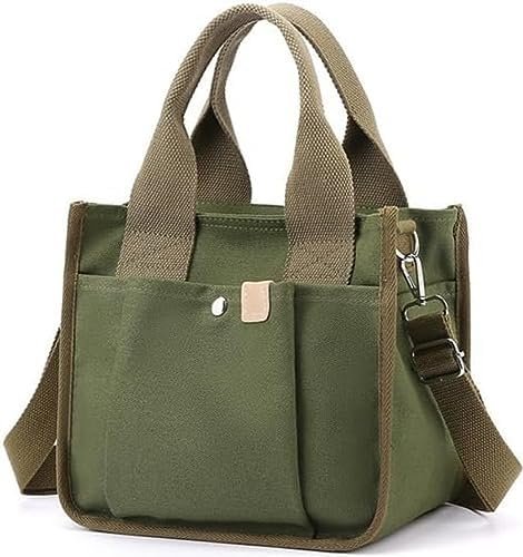 Small Canvas Tote Bag with Zipper, 2023 Canvas Multi-Pocket Crossbody Bag Purse Top Handle Satchel Handbags