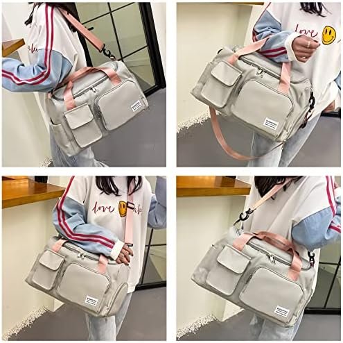Small Gym Bag for Women, Waterproof Duffle Bag Carry On Weekender Bag with Shoe Compartment & Wet Pocket, Gym Tote Bag for Travel, Workout, Sport - Image 2