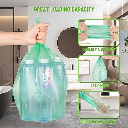 Small Trash Bags 4 Gallon, Flexible & Durable Small Garbage Bags, Scent Free & Easy Tearing 4 Gallon Trash Bag for Kitchen, Bathroom, Bedroom, Office, Green, 110Counts, 0.3Mil - Image 3