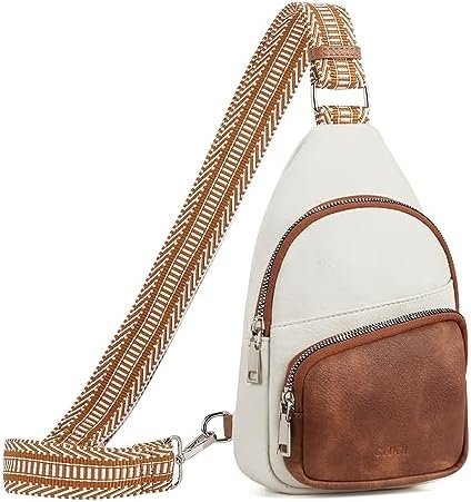 Small Sling Bag for Women, Vegan Leather Fanny Pack Crossbody Bags for Women, Chest Bag With Guitar Strap
