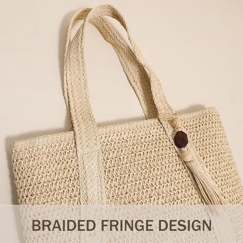 Straw Beach Tote Bag for Women Woven Large Beach Bag Beach Purse Vacation Hand-Woven Summer Beach Bag Rattan bag - Image 9