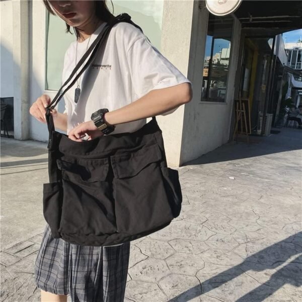 Canvas Tote Bag, Messenger Bag with Pockets Large Shoulder Hobo Crossbody Bag for Women and Men - Image 20