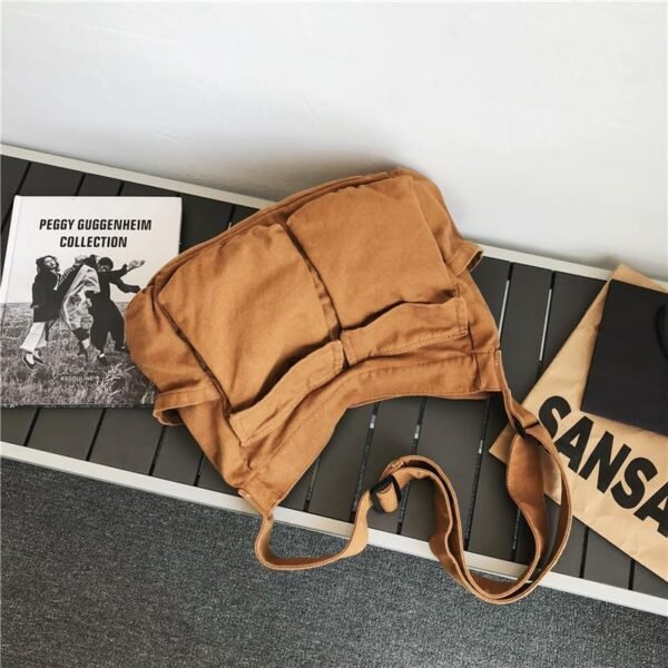 Canvas Tote Bag, Messenger Bag with Pockets Large Shoulder Hobo Crossbody Bag for Women and Men - Image 10