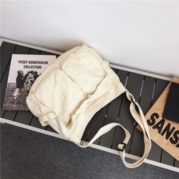 Canvas Tote Bag, Messenger Bag with Pockets Large Shoulder Hobo Crossbody Bag for Women and Men - Image 6