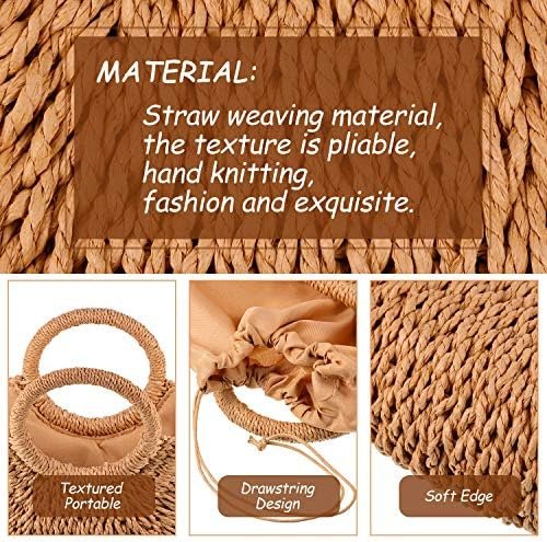 Straw Tote Bag Summer Beach Bag Handmade Straw Rattan Woven Handbag for Women Travel - Image 3