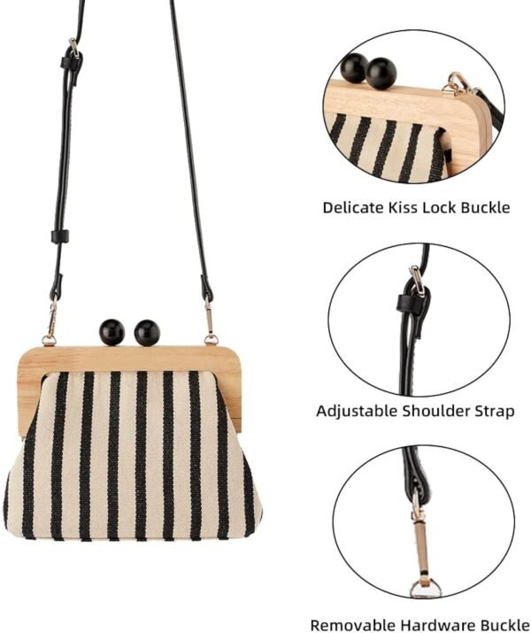 Yohora Women’s Crossbody Bag Kiss Lock Shoulder Purse Canvas Lightweight Retro Wallet - Image 6
