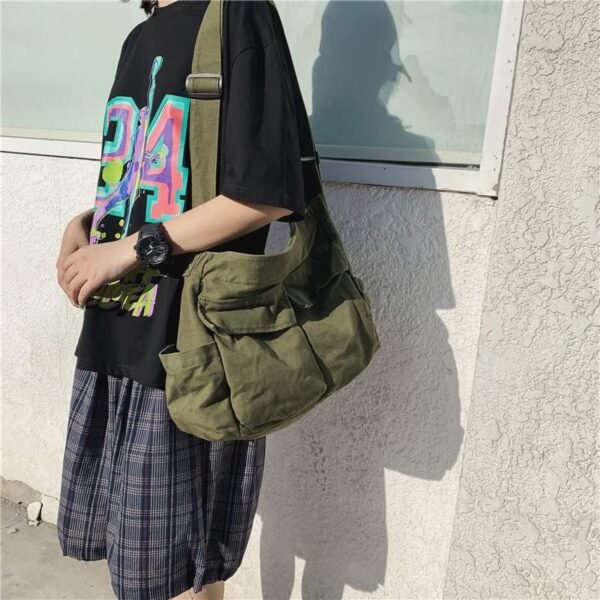 Canvas Tote Bag, Messenger Bag with Pockets Large Shoulder Hobo Crossbody Bag for Women and Men - Image 14