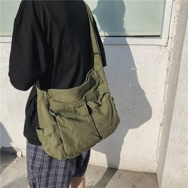 Canvas Tote Bag, Messenger Bag with Pockets Large Shoulder Hobo Crossbody Bag for Women and Men - Image 15