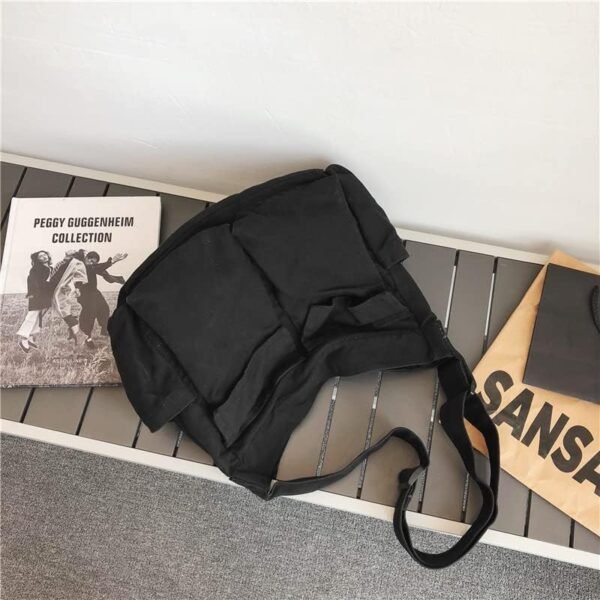 Canvas Tote Bag, Messenger Bag with Pockets Large Shoulder Hobo Crossbody Bag for Women and Men - Image 21