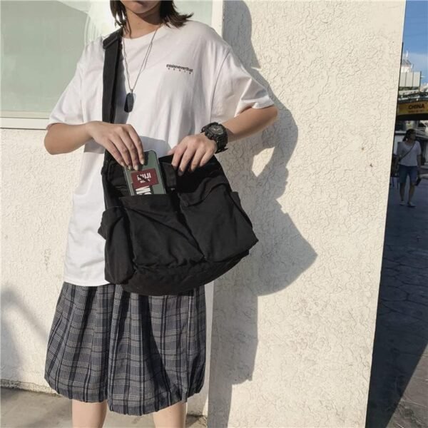 Canvas Tote Bag, Messenger Bag with Pockets Large Shoulder Hobo Crossbody Bag for Women and Men - Image 19