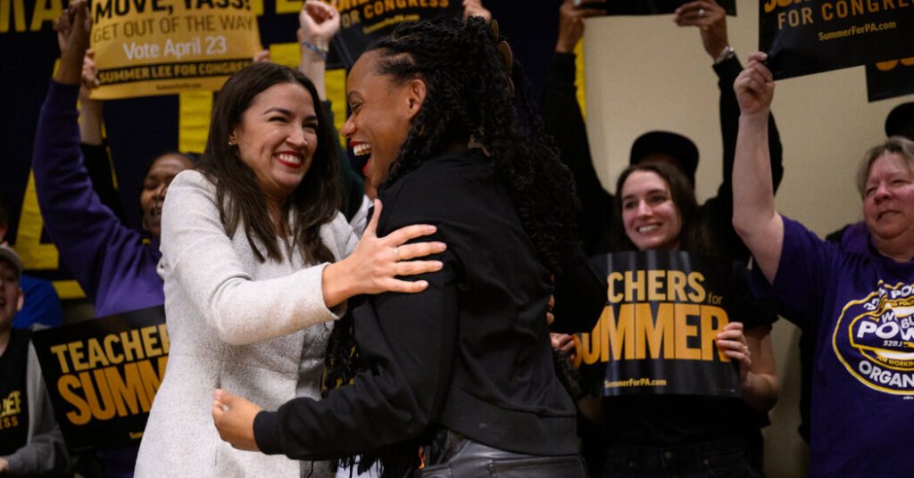 Ocasio-Cortez and others rally with Summer Lee ahead of primary election