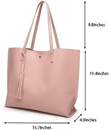 Dreubea Women's Soft Faux Leather Tote Shoulder Bag from, Big Capacity Tassel Handbag - Image 2